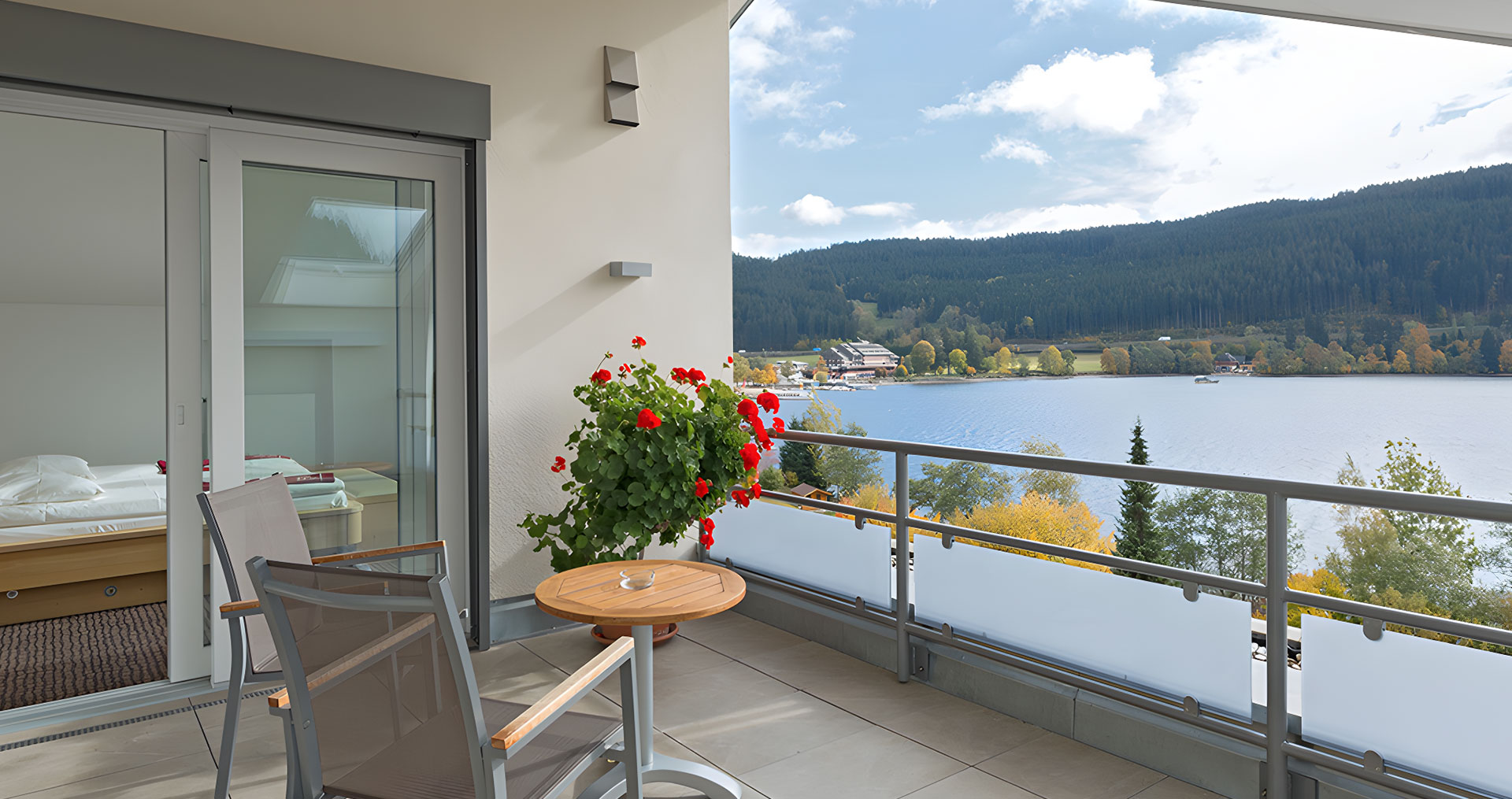 Blick von der Terrasse auf den See